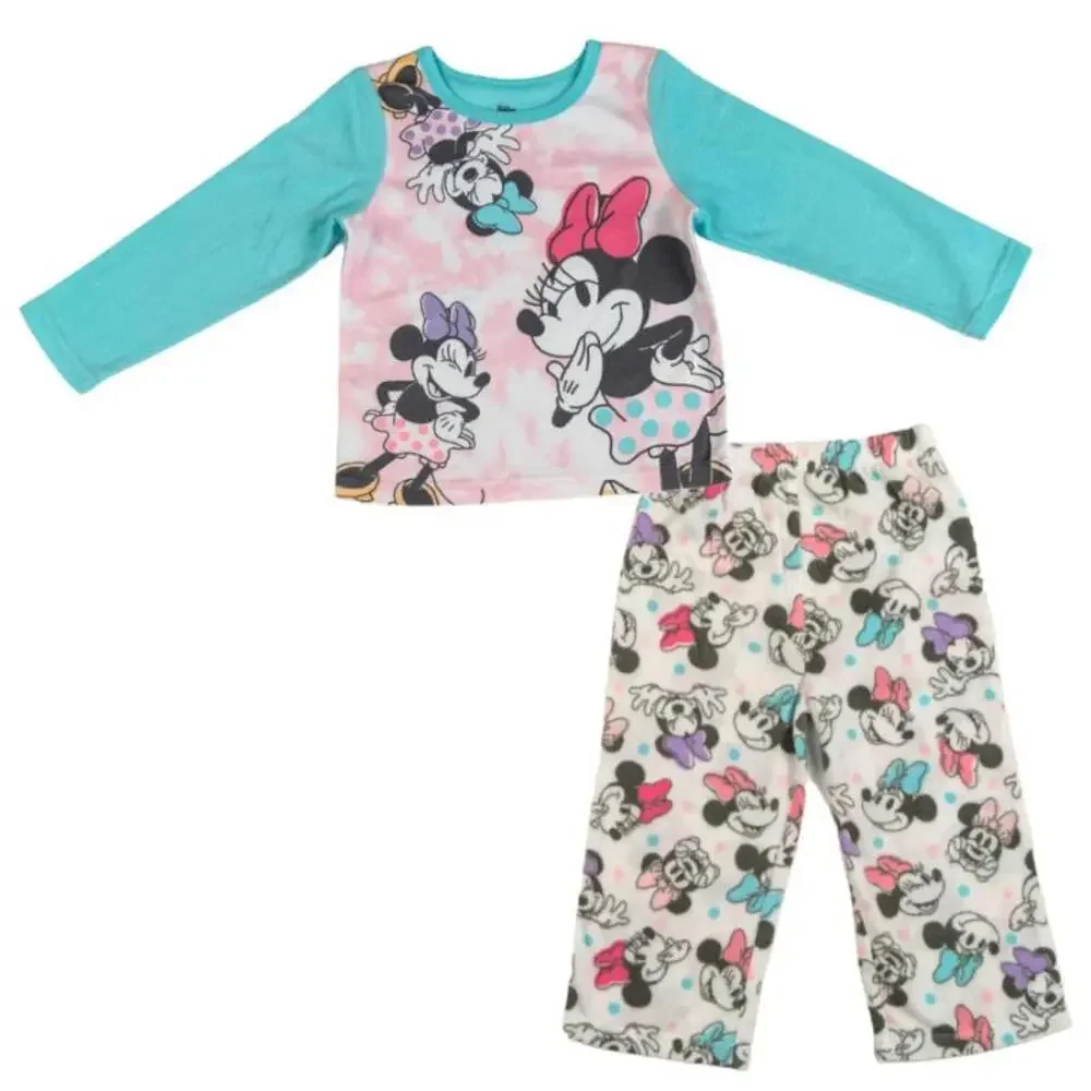 Disney Minnie Mouse Pajama Set Toddler 2T Multi Long Sleeve Sleepwear SGN1657